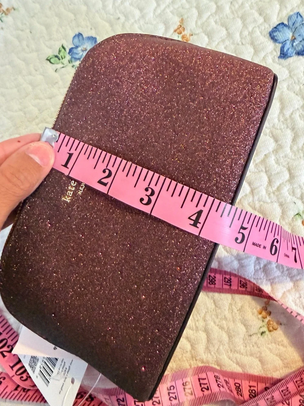 Kate Spade NWT Glitter Dome Makeup Bag Burgundy